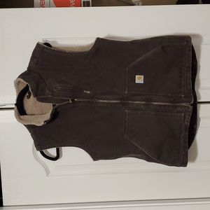 Carhartt Women's Relaxed Fit Washed Duck Sherpa Lined Mock Neck Vest